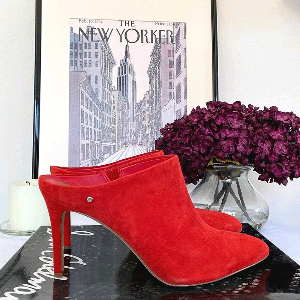 Suede Heel Mules